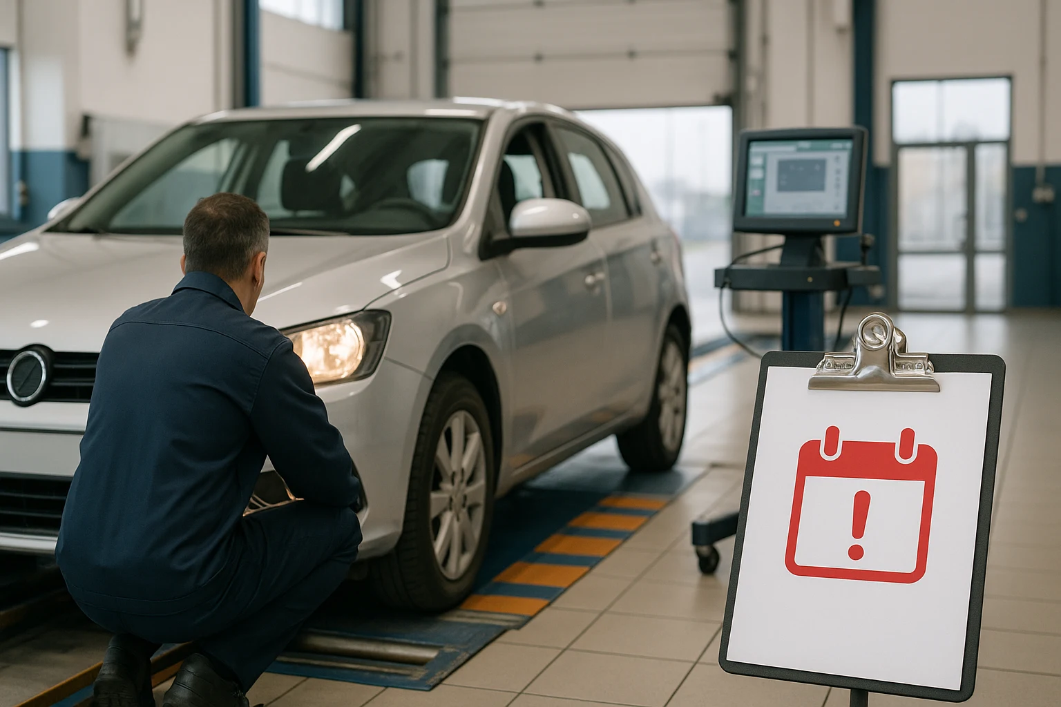 Autoturism verificat într-o stație de inspecție tehnică periodică