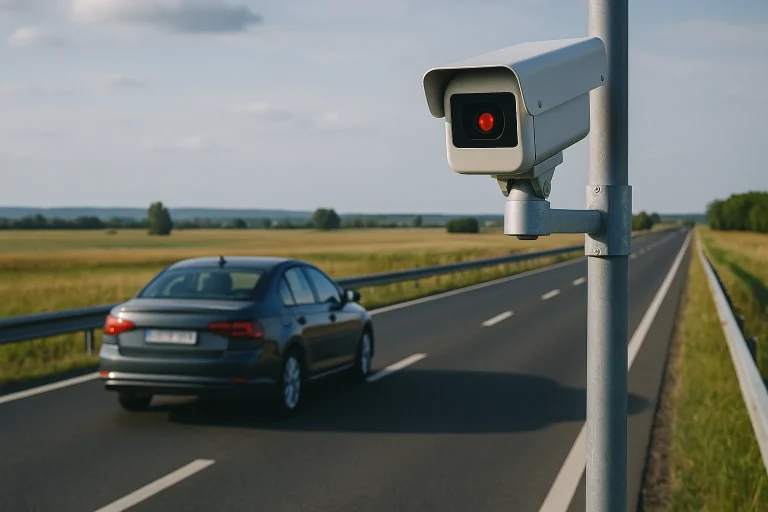 Cameră de verificare a rovinietei pe un drum din România