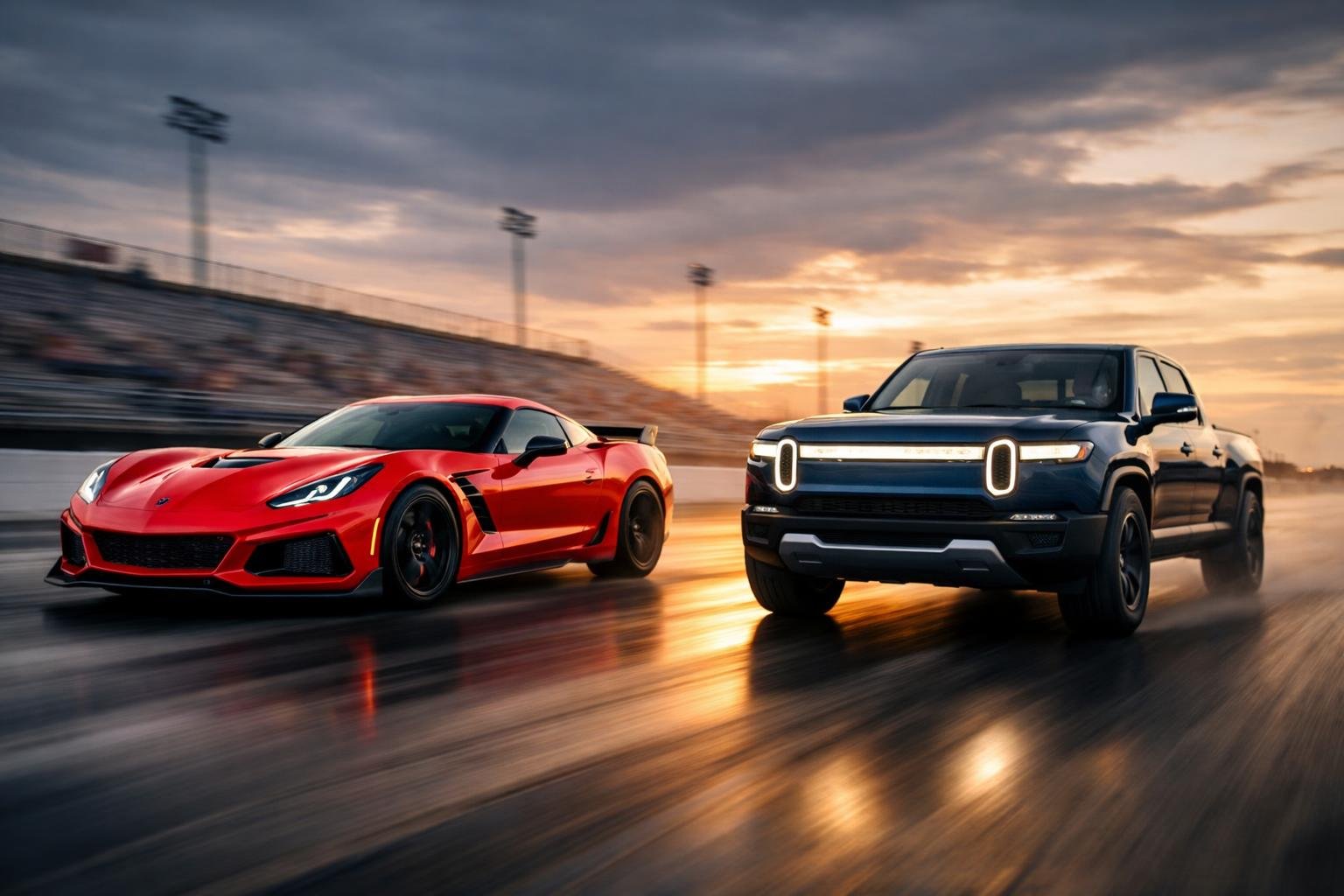 Corvette Z06 vs Rivian R1T: Duel inedit supercar vs electric