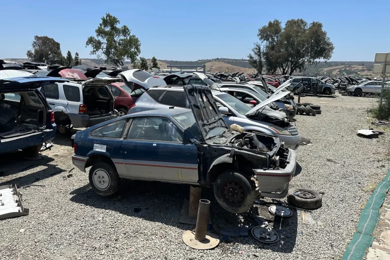 Honda CRX EV conversion in a junkyard