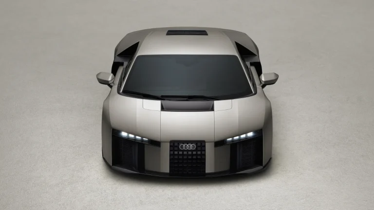Titanium, static studio shot, exterior, frontal view top-down perspective
