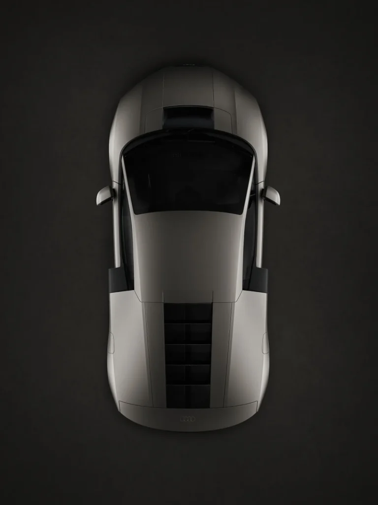 Titanium, static studio shot, exterior, top-down perspective