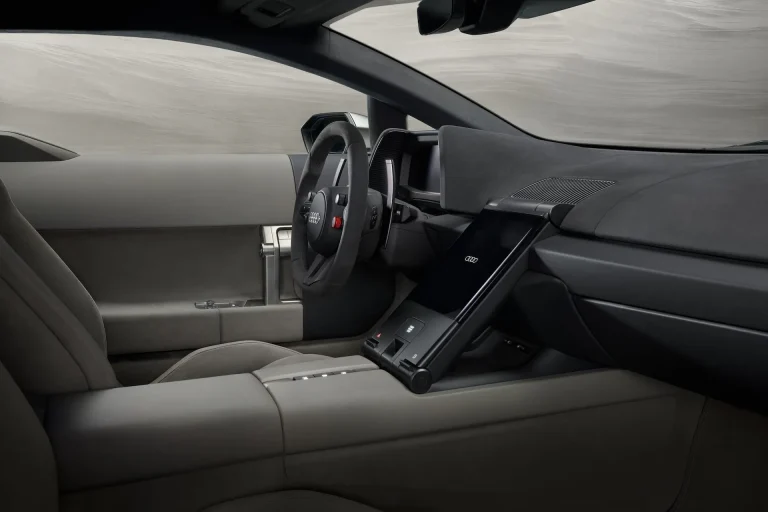 In-studio interior view, interior door, steering wheel, dashboard