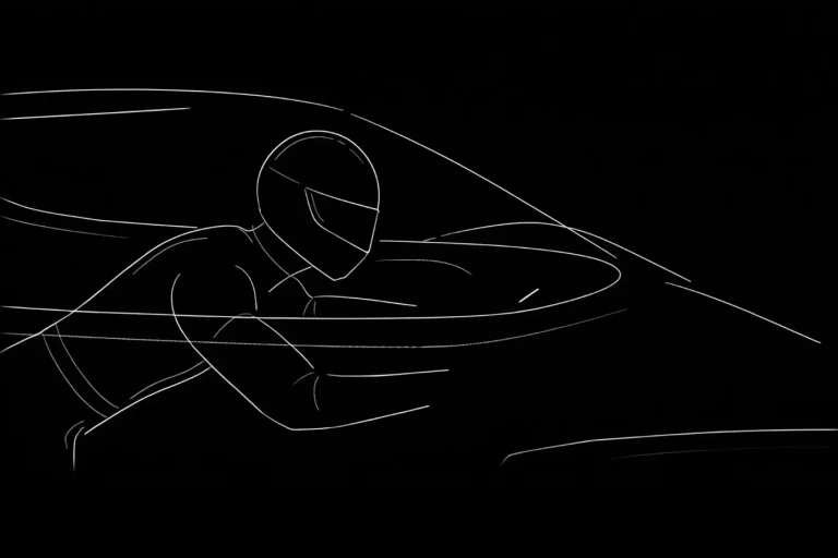 Sketch of Sanrivatti supercar showing motorcycle-like seating position