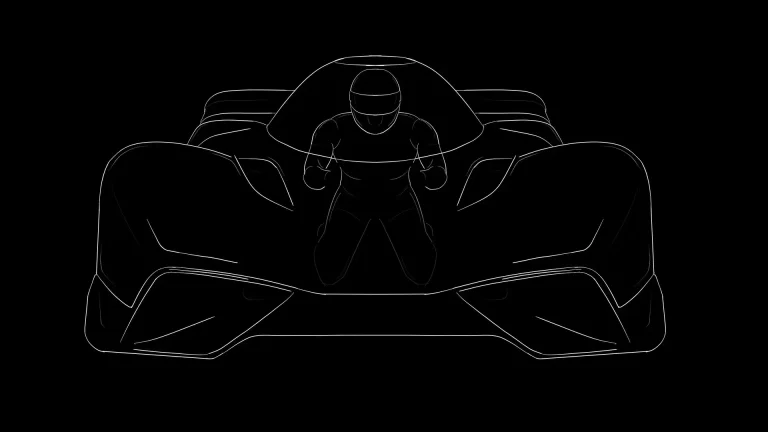 Sketch of Sanrivatti supercar showing motorcycle-like seating position