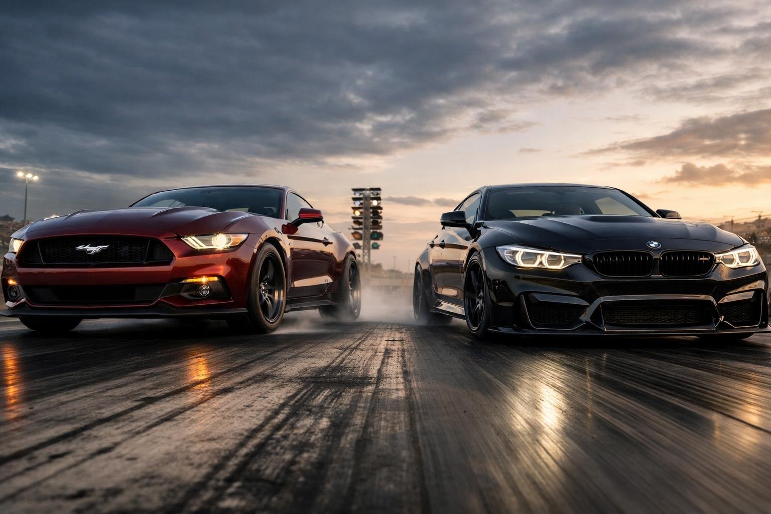 Ford Mustang V8 vs BMW M4 modificat: duel în linie dreaptă