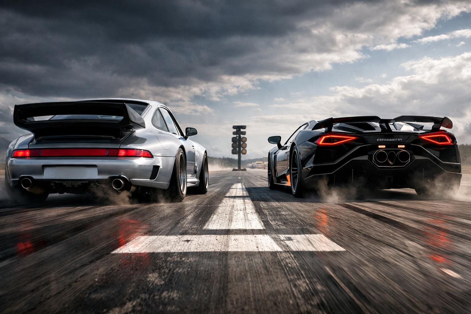 Porsche 911 (993) modificat vs Lamborghini Revuelto: duel cu 2.000 CP