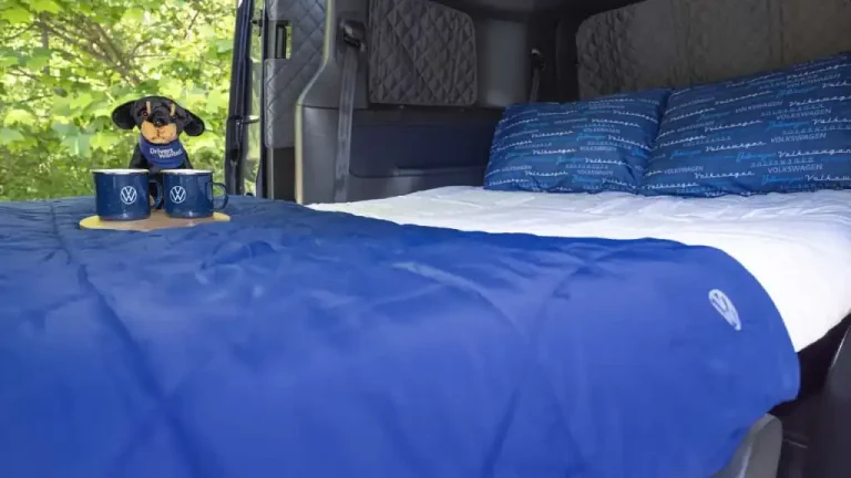 The interior and bed of the 2027 Volkswagen ID. Buzz Tourer