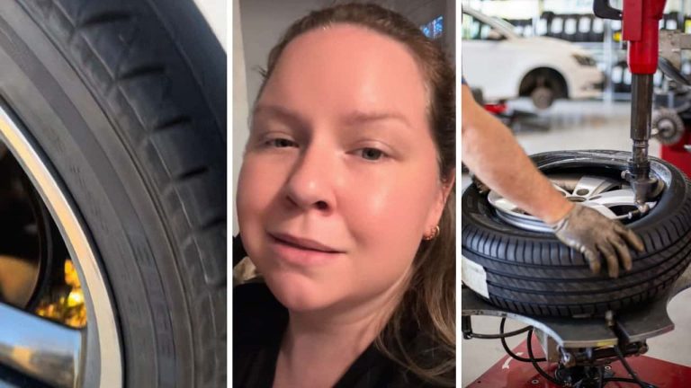 Woman takes her car into the tire shop. she can never show her face in there again after what happened