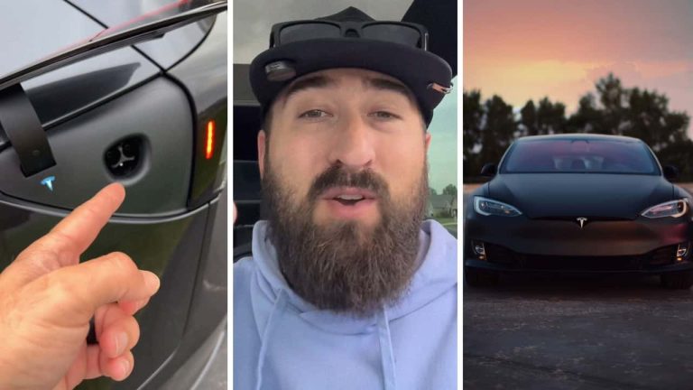 Tesla owner tries to open charge port