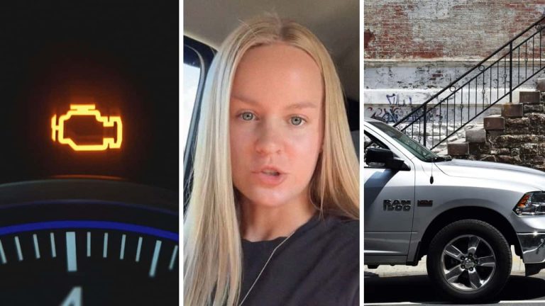 Woman drives Ram on the highway