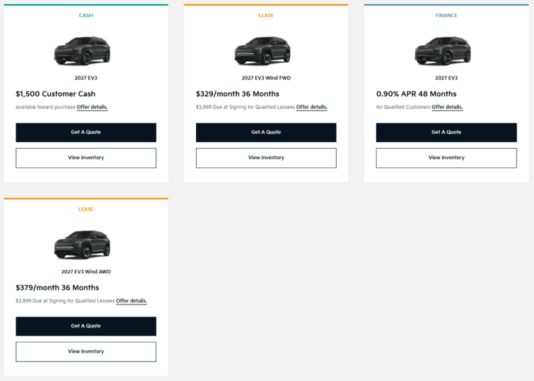 2027 Kia EV3 lease and finance offers